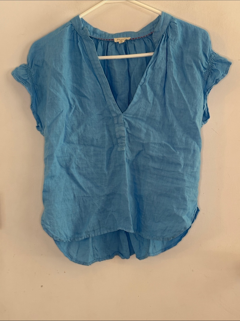 Pilcro cornflower blue linen short sleeve top Size XS